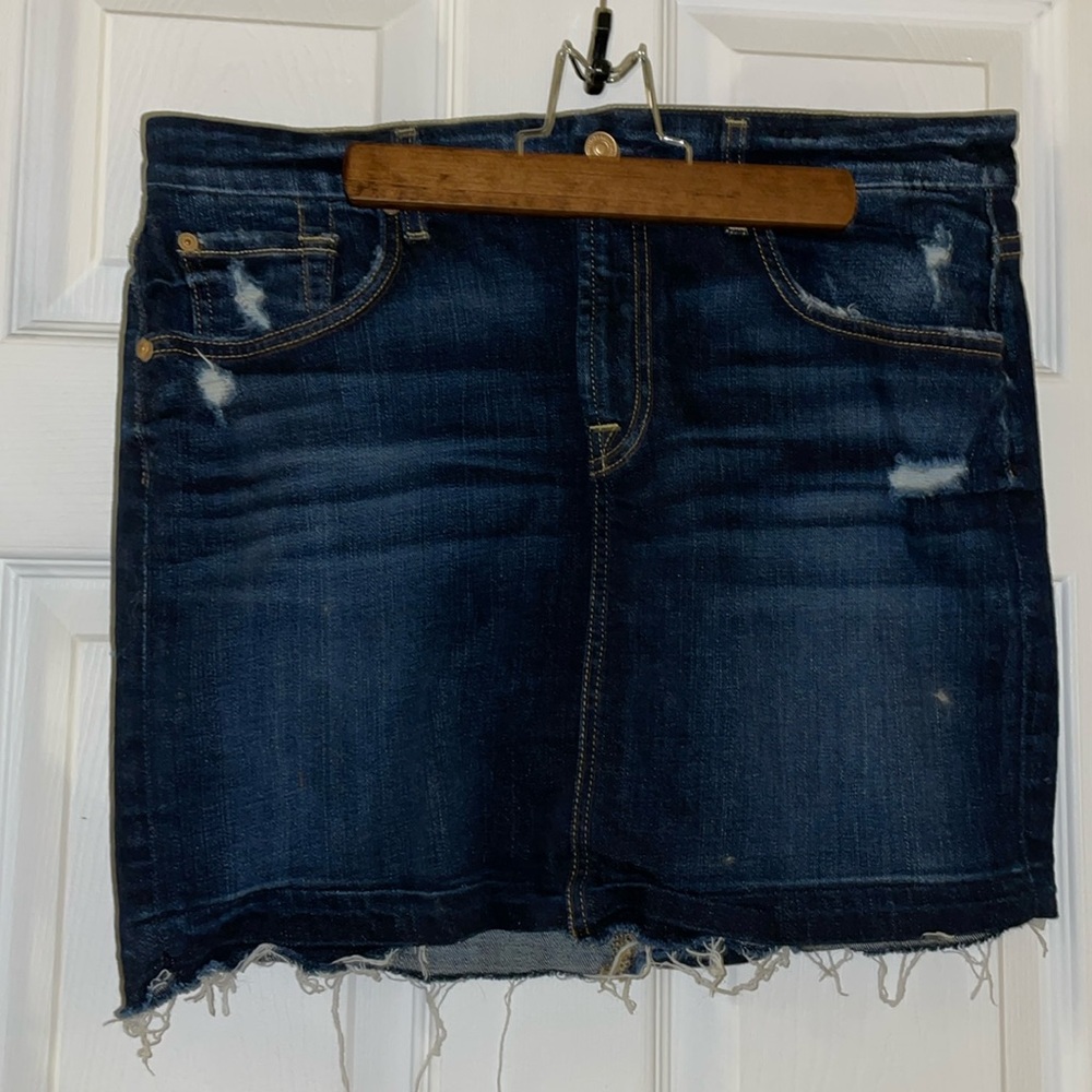 7 seven for all mankind premium luxury distressed denim miniskirt